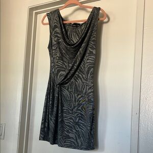 Elegant Zebra Print Gray Dress